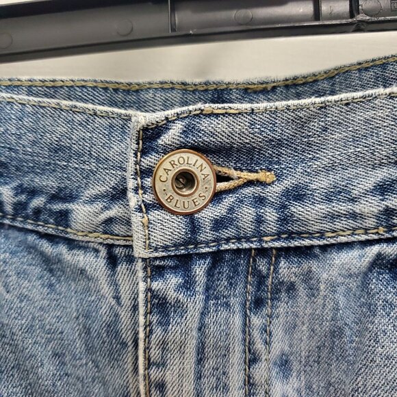 Carolina Blues Vintage Light Wash Patchwork Cottagecore Denim Maxi Skirt Size 10 - Picture 4 of 9